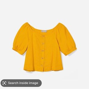 Everlane yellow / marigold puff sleeve linen top